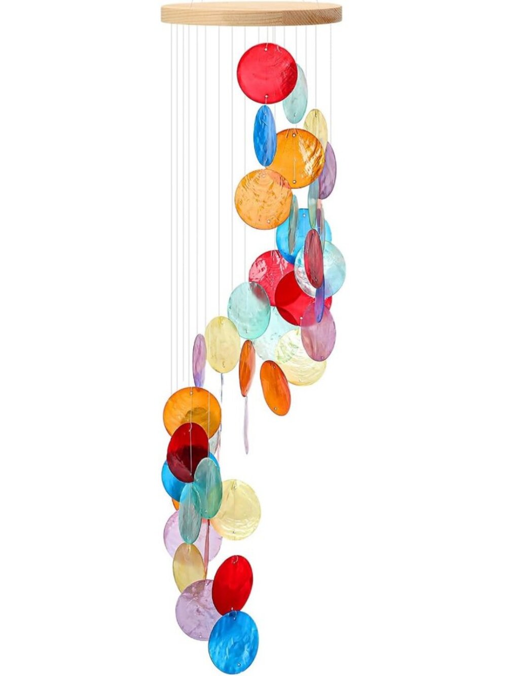 Colorful Sea Glass Shell Wind Chimes for Outdoor & Indoor Decor, Beach Gift